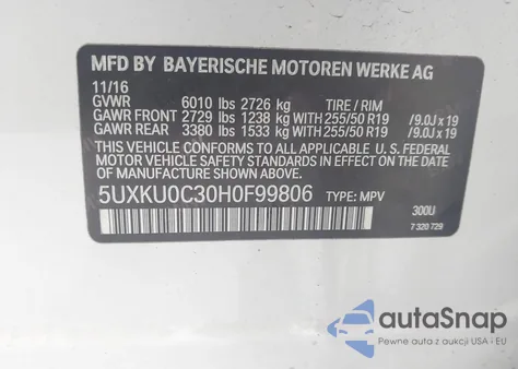 2017 BMW X6 Sdrive35I from USA, damaged, VIN 5UXKU0C30H0F99806